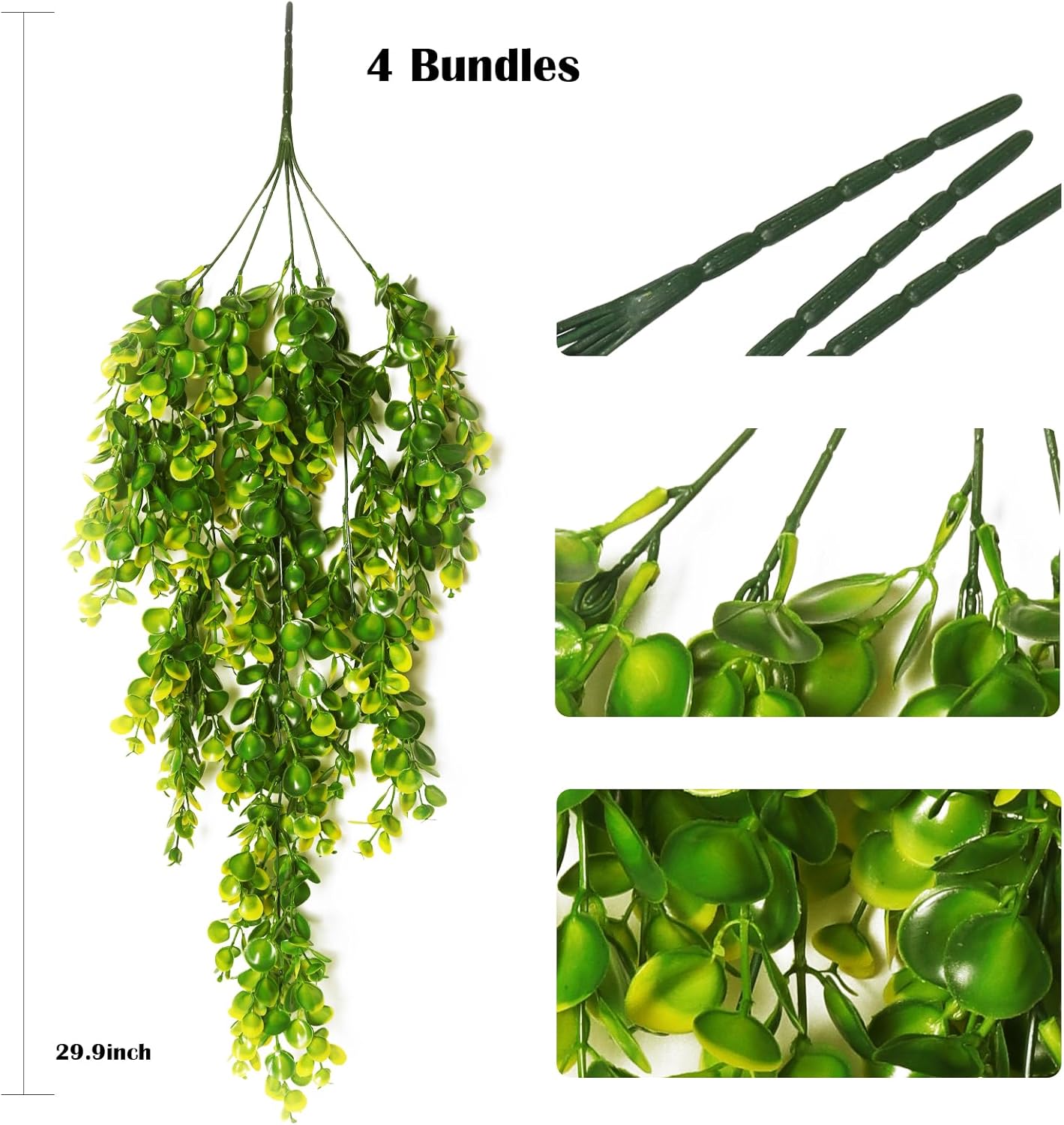 RECUTMS Artificial Shrubs with 50 Twigs 4 Pack Fake Hanging Plants