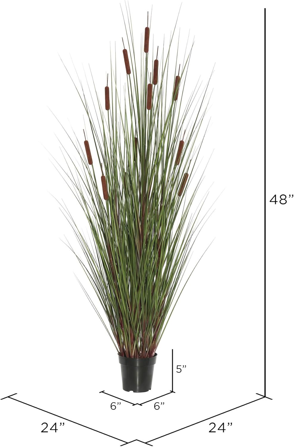 Vickerman 48 Inch Artificial Potted Green Grass Cattails