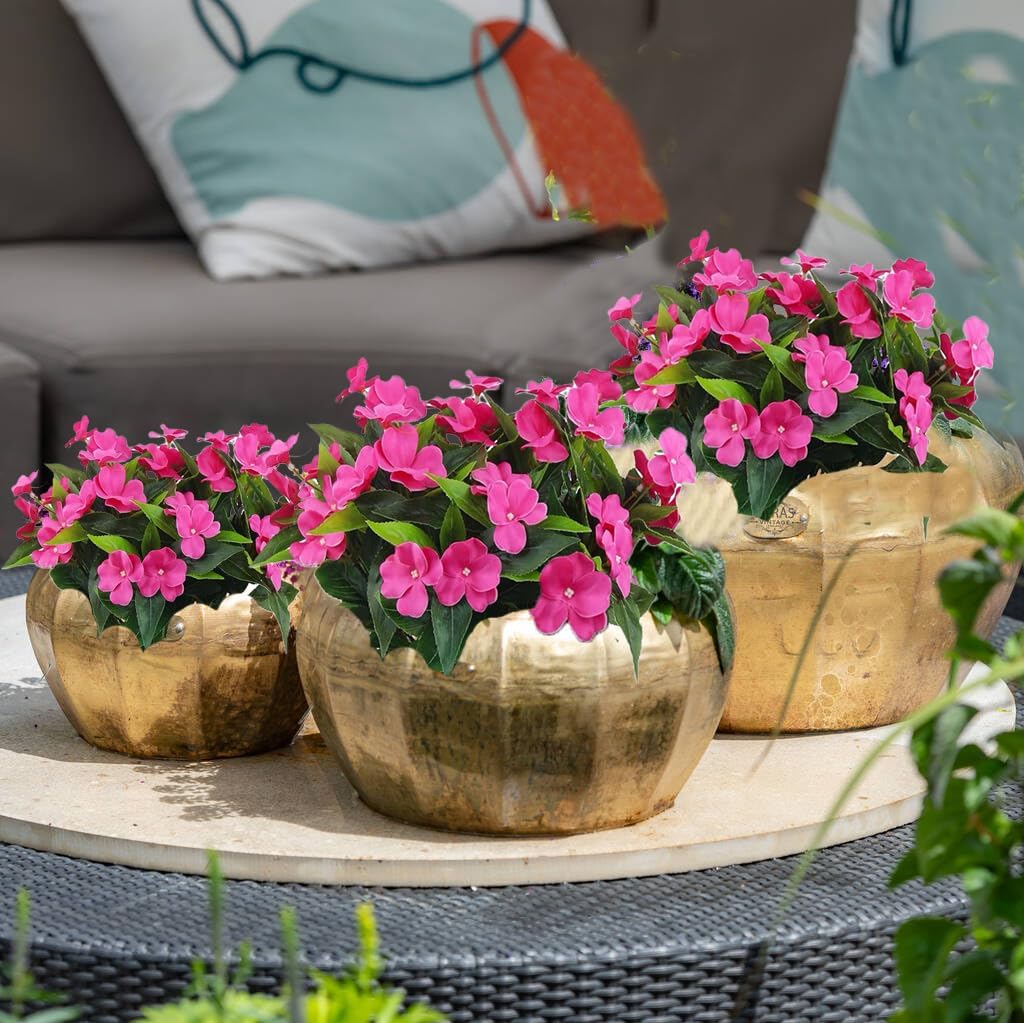 FERIAL Artificial Impatiens Bouquet for Outdoor Garden Decor