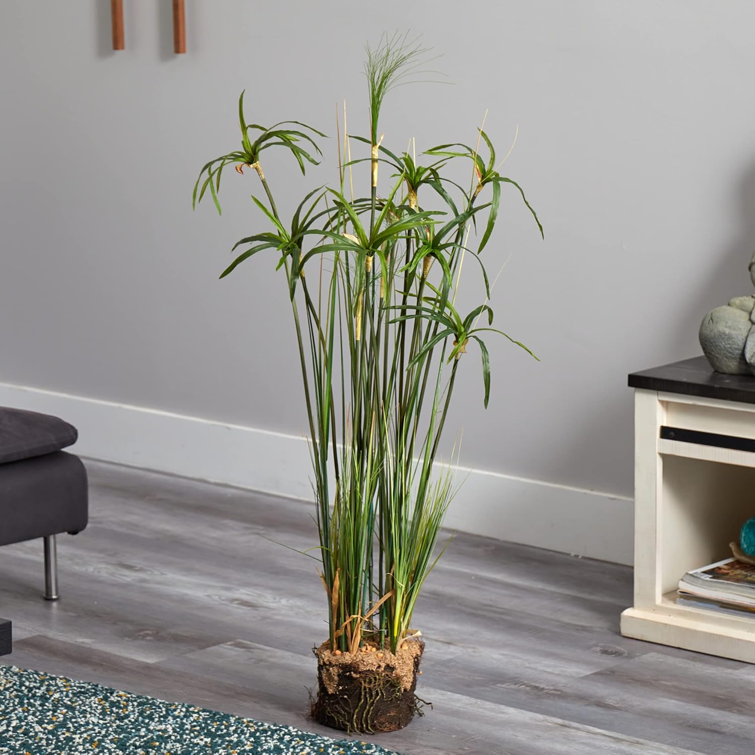 Nearly Natural Papyrus Plant with Faux Soil
