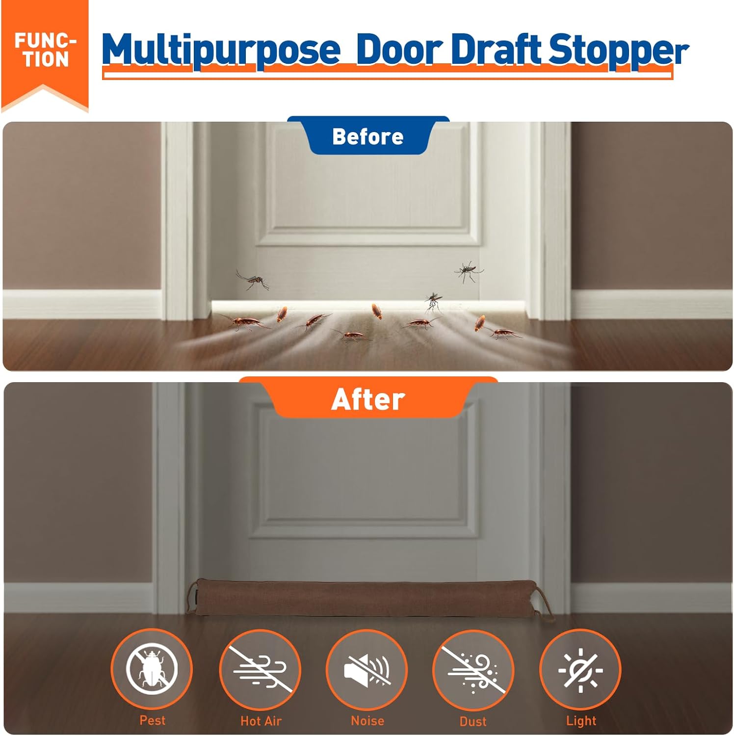 MAGZO Door Draft Stopper 32 Inch Brown