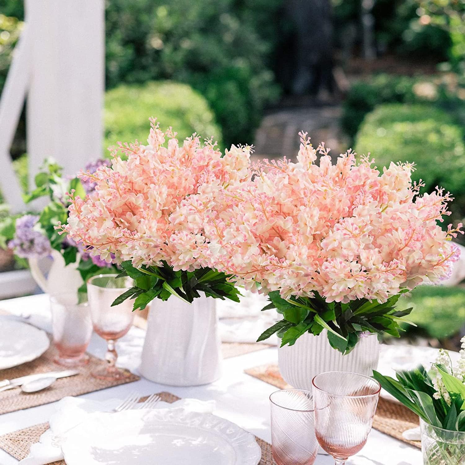 6Pcs Artificial Pink Wisteria Flowers with 137 Inch Stems