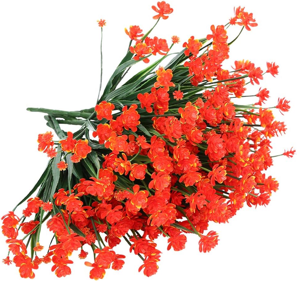 KLEMOO Artificial Flowers 8 Bundles UV Resistant Decor