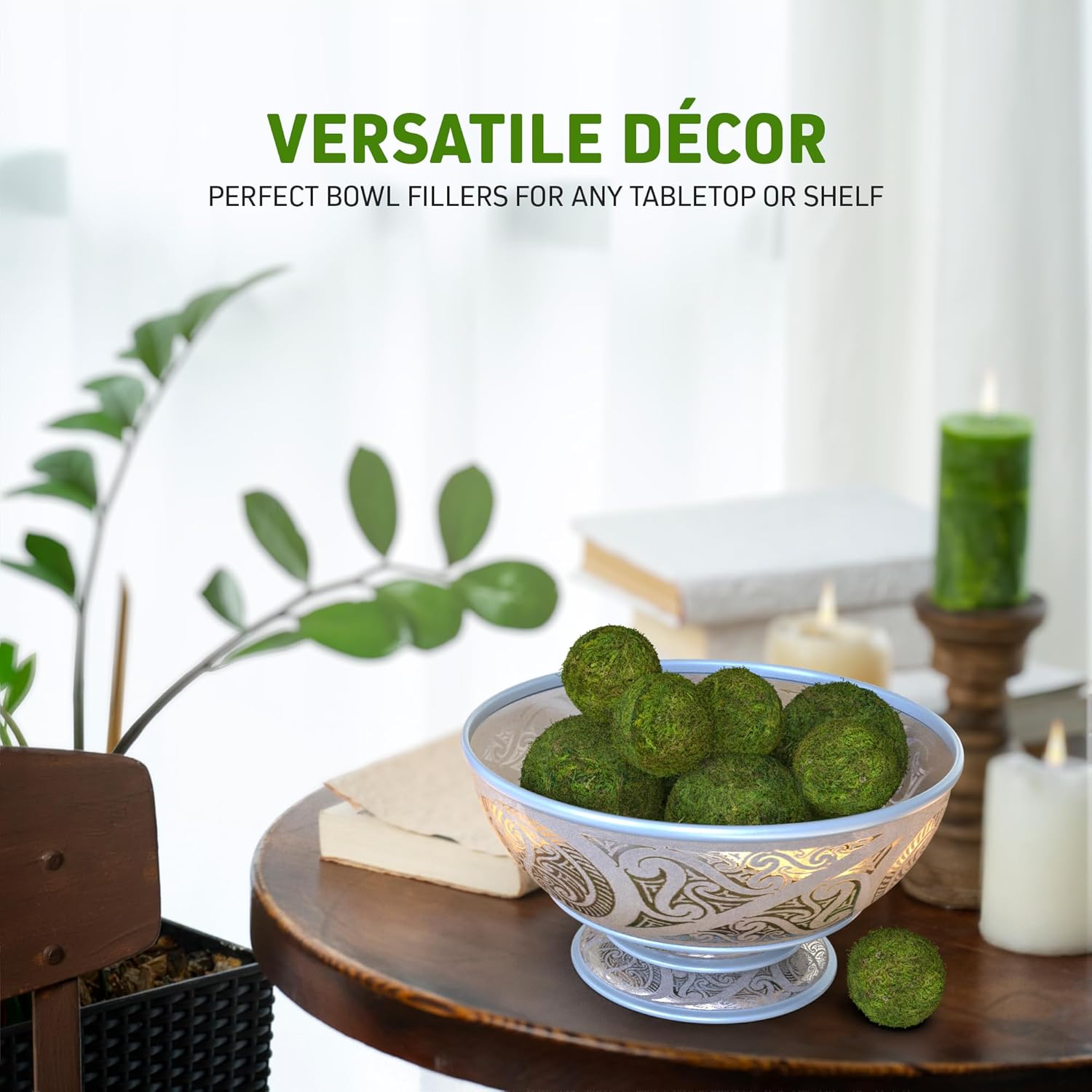 Pack of 23 Artificial Moss Balls Green Decor Set