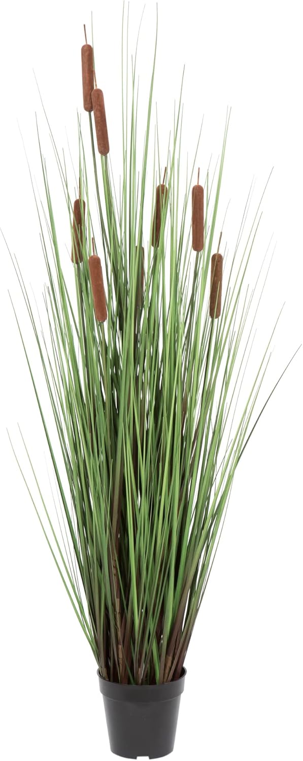 Vickerman 48 Inch Artificial Potted Green Grass Cattails
