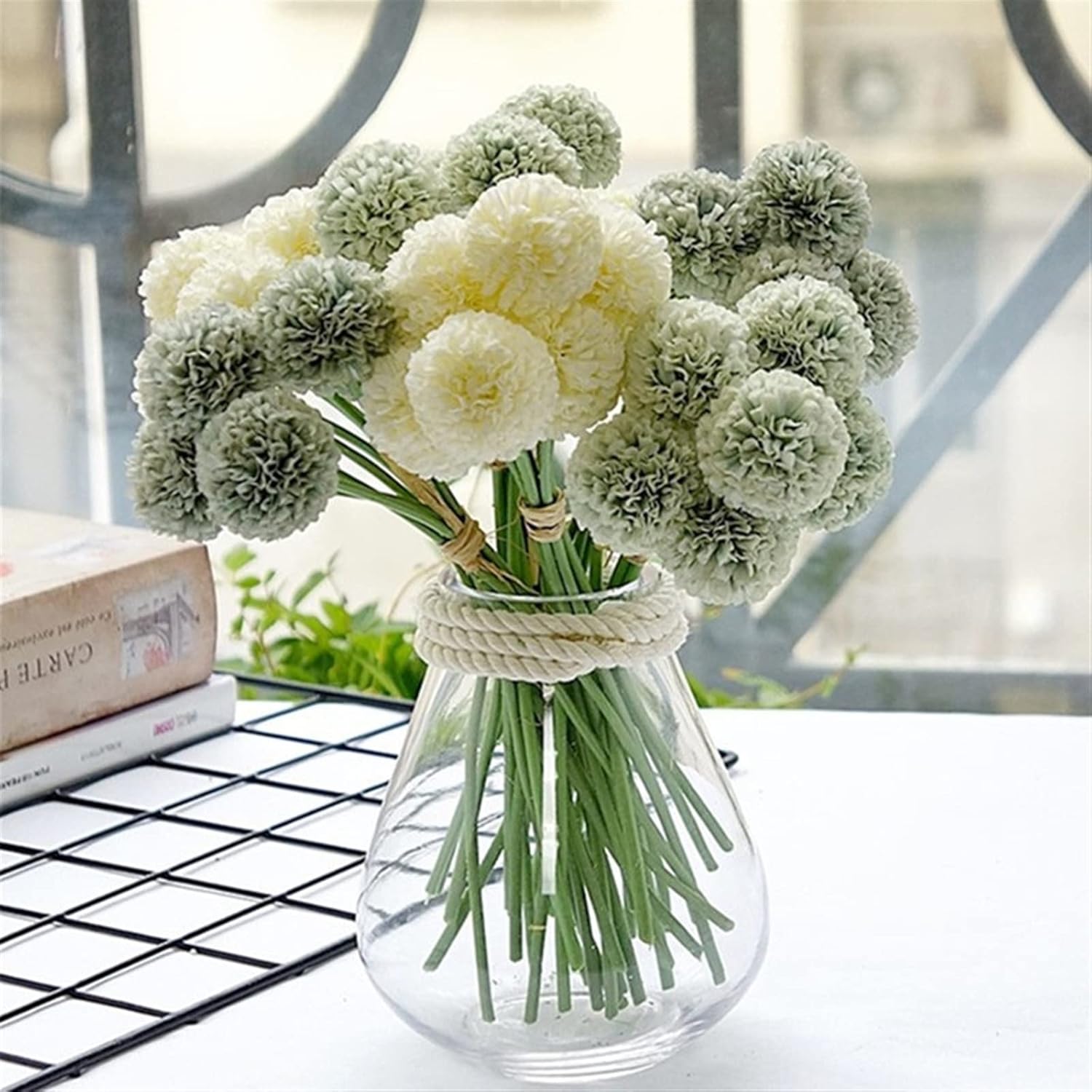 Artificial Flowers with Pots 6Pcs Bundle Gold Chrysanthemum