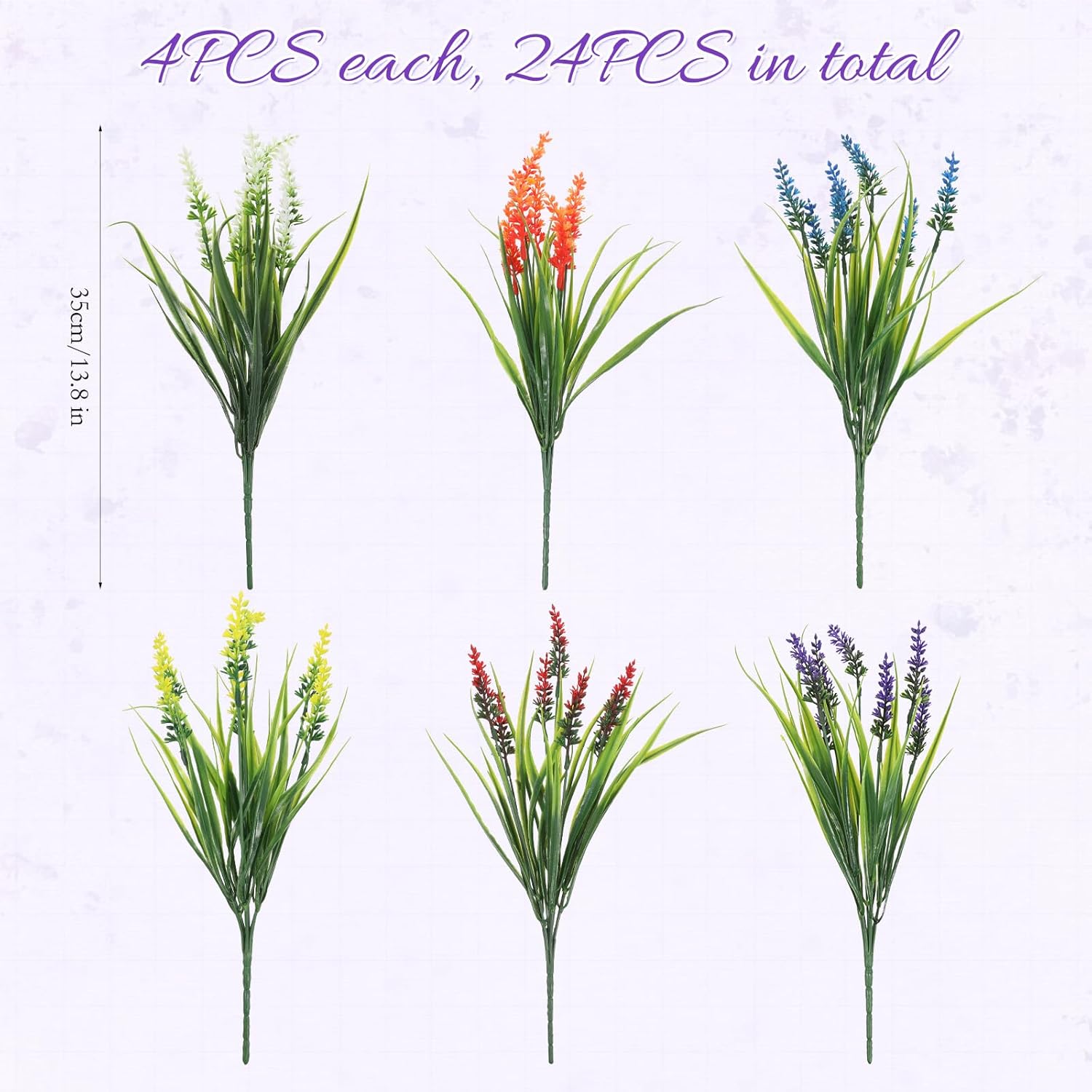 24 Bundles Artificial Flowers for Outdoor Decor
