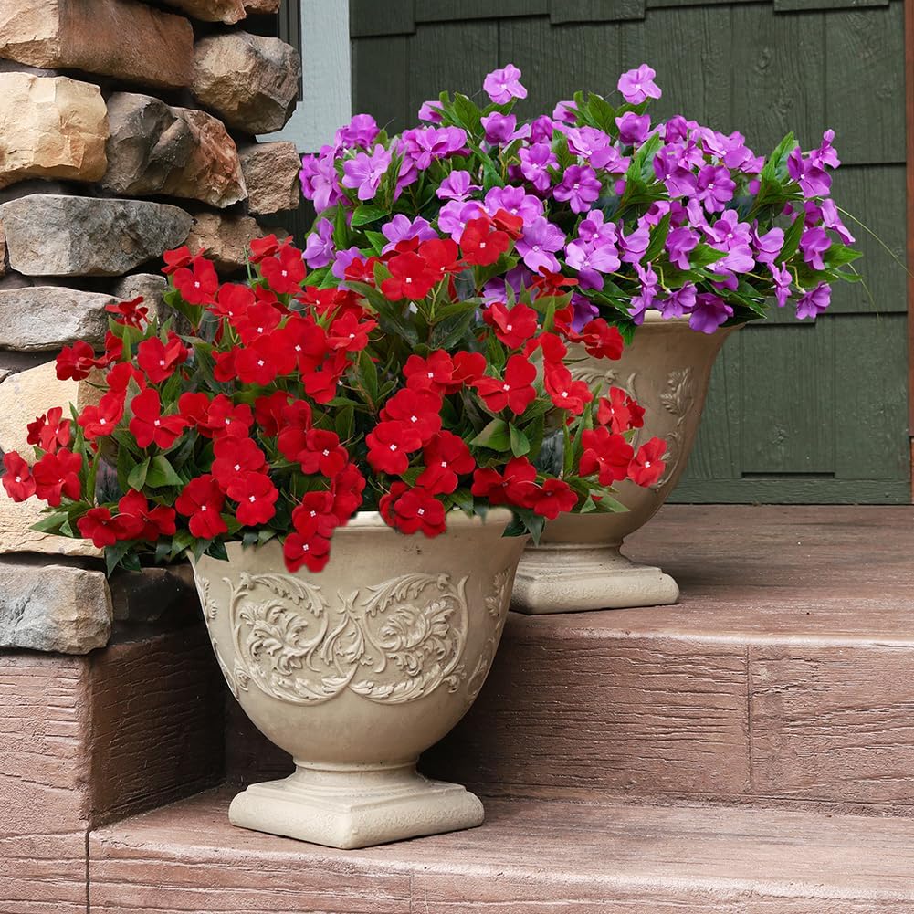 Artificial Impatiens Flowers 2PCS Red Outdoor Indoor Decor