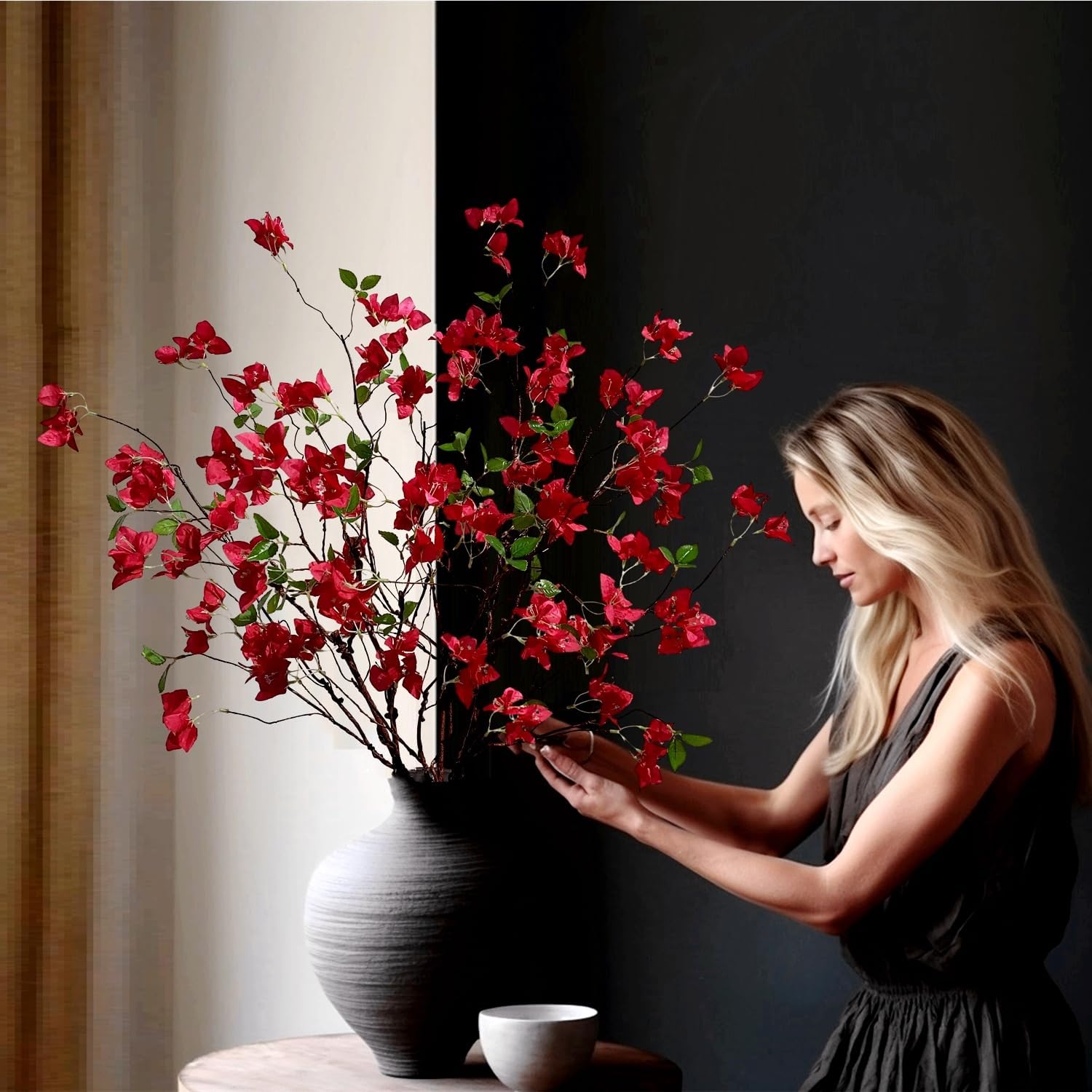 Raxcelivia Artificial Bougainvillea Branches Fuchsia Pack of 4
