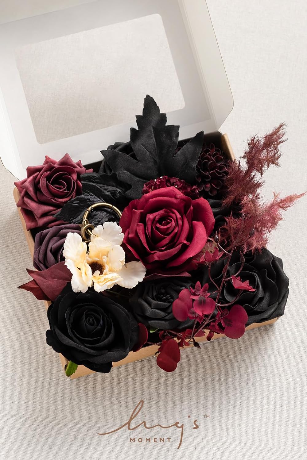 Moody Burgundy Black Artificial Flowers and Greenery Mini Combo Set