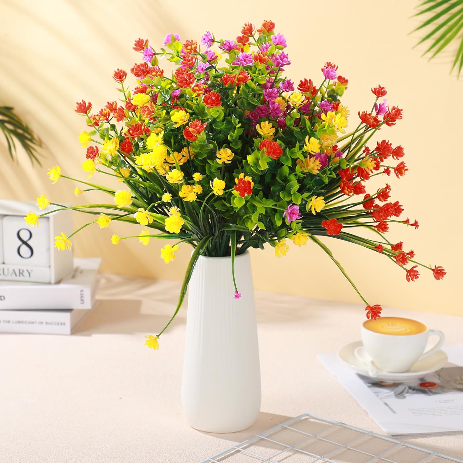 WILLBOND 48 Artificial Flowers Outdoor Decor Set