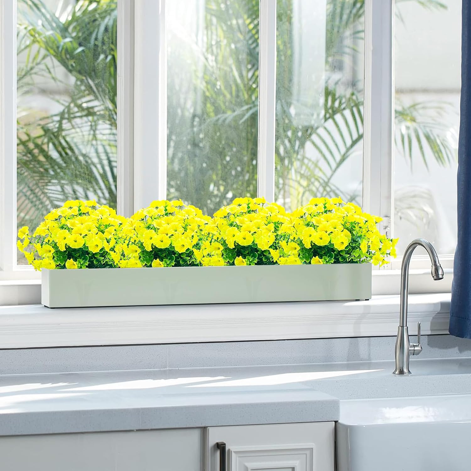 DRT DERUITAI UV Resistant Artificial Yellow Flowers 20 Bundles