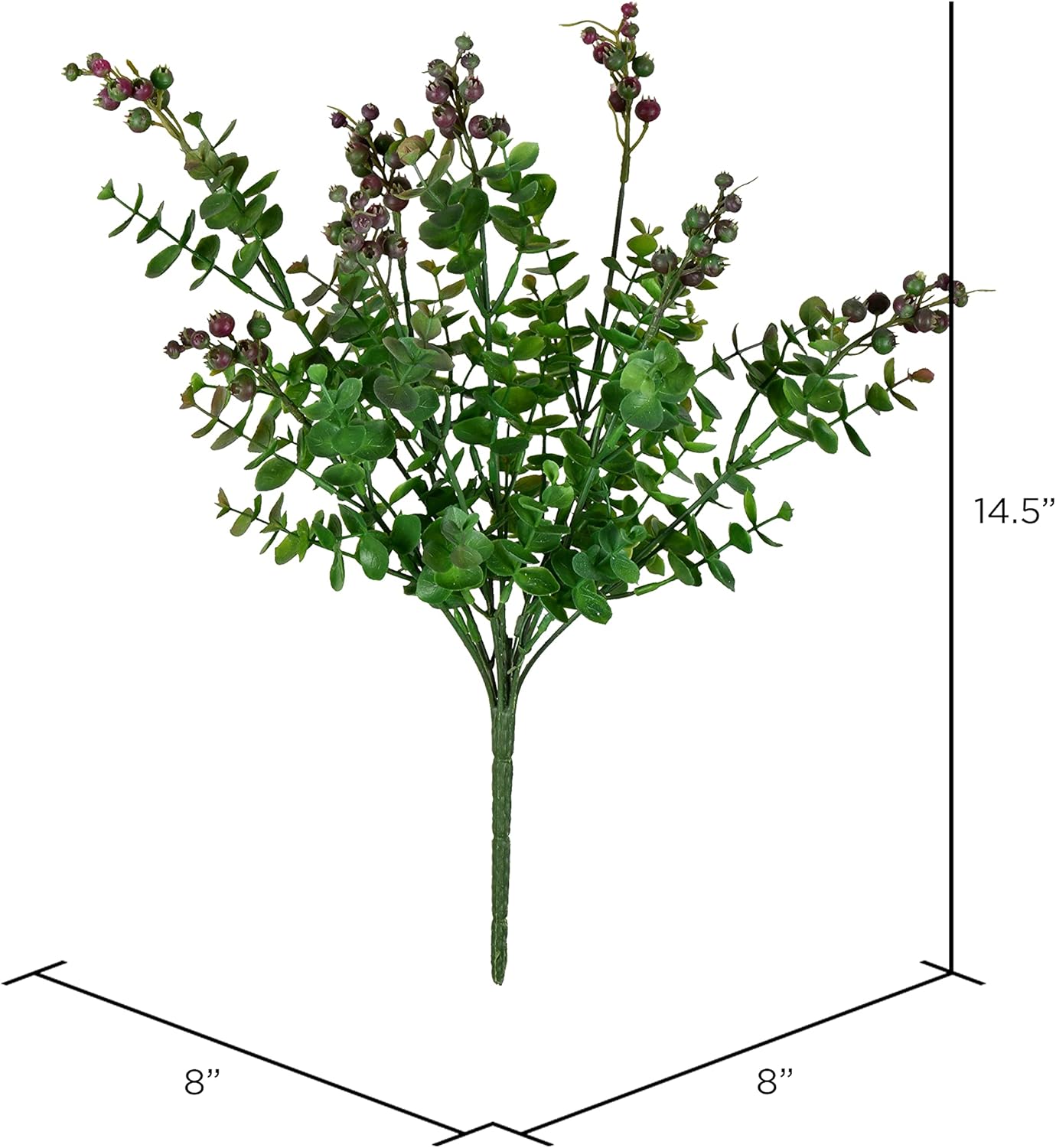 Vickerman Artificial Purple Berry Money Leaf Bush 145 Inch 2 Pack