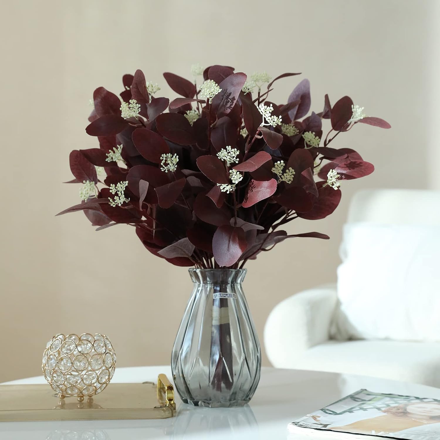 Rosscer 12Pcs Artificial Eucalyptus Stems with Berries