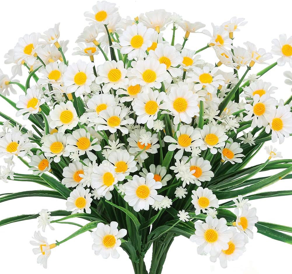 8 Bundles Artificial Daisies Flowers for Outdoor Decor