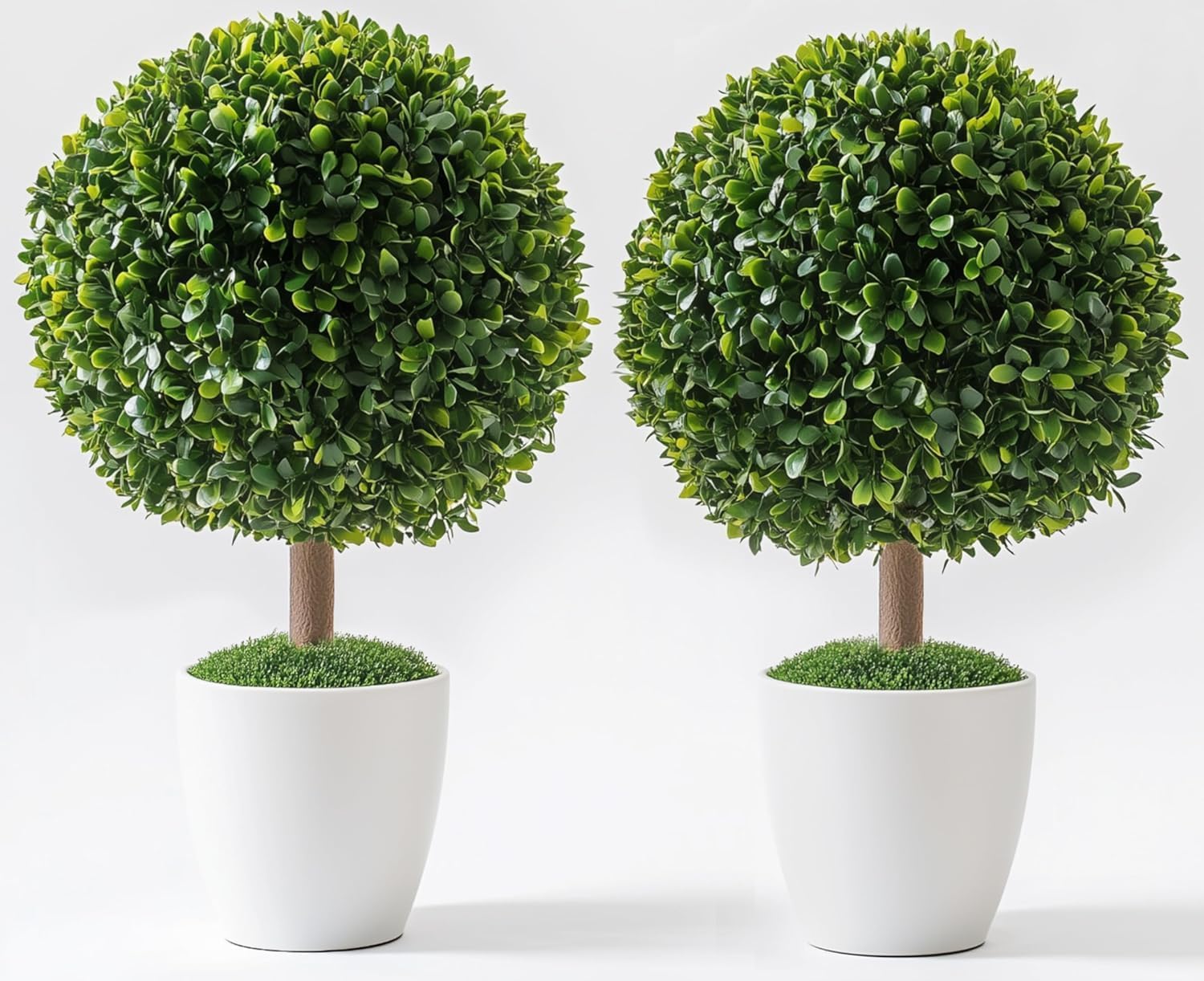 UV Resistant Artificial Boxwood Trees Set of 2 24 Inch