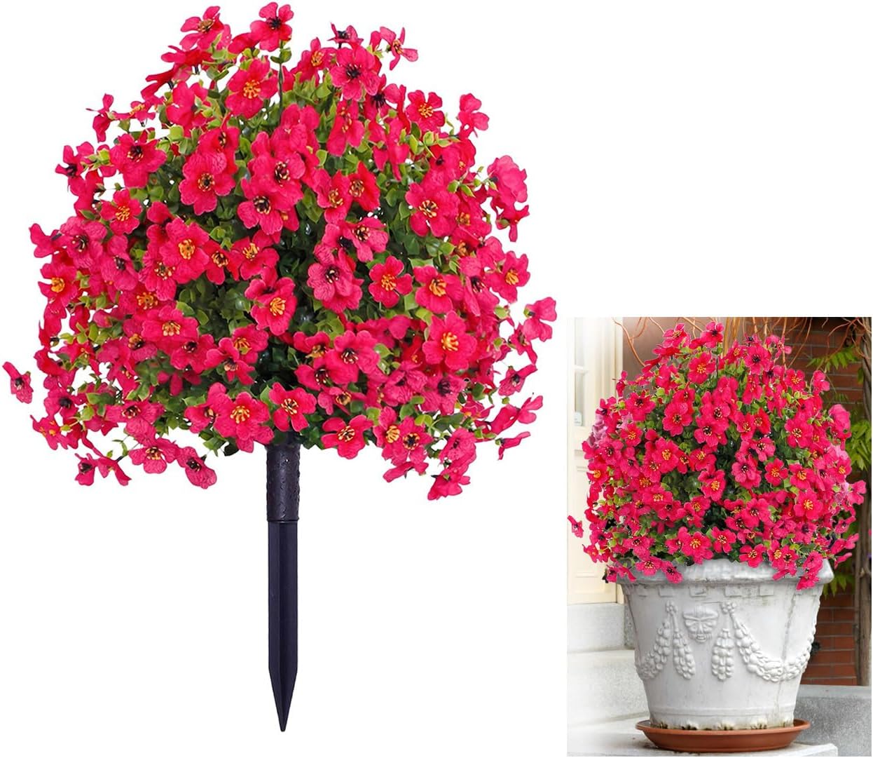 23 Inch Hot Pink Artificial Violet Stake Flowers