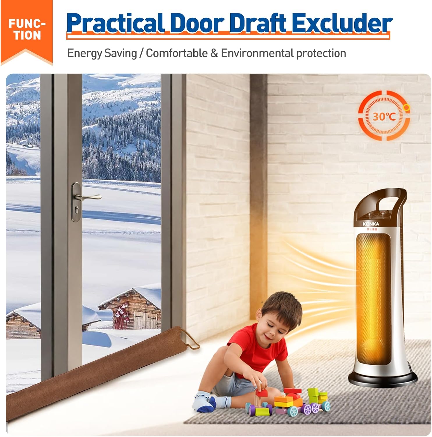 MAGZO Door Draft Stopper 32 Inch Brown
