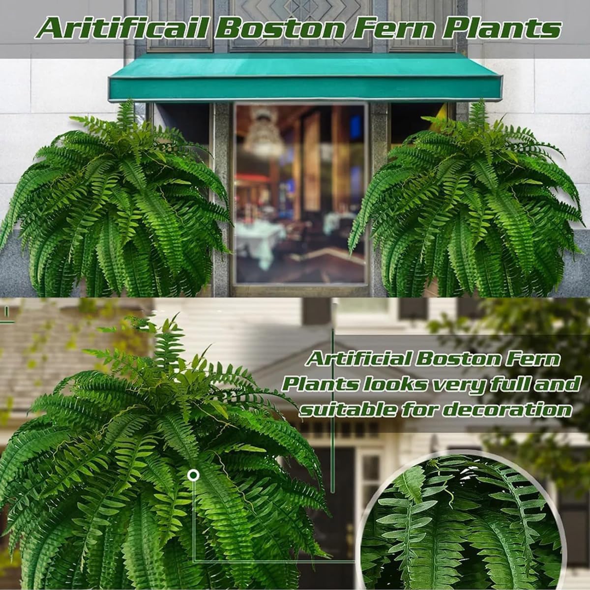 DACHUI 48 Inch Artificial Boston Fern Bush 88 Branches