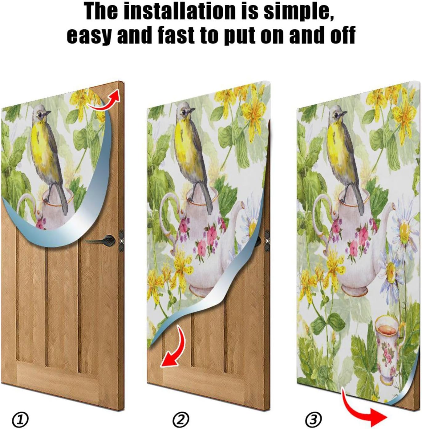 Susiyo Watercolor Tea Bird Halloween Door Cover