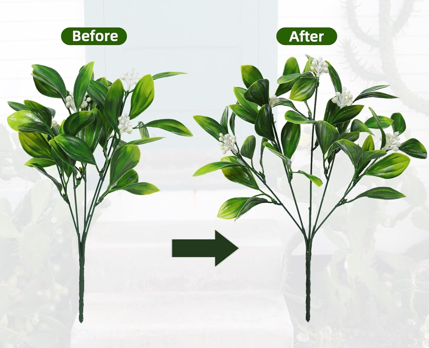 RECUTMS Artificial Shrubs with Fern Leaves and Hanging Roses