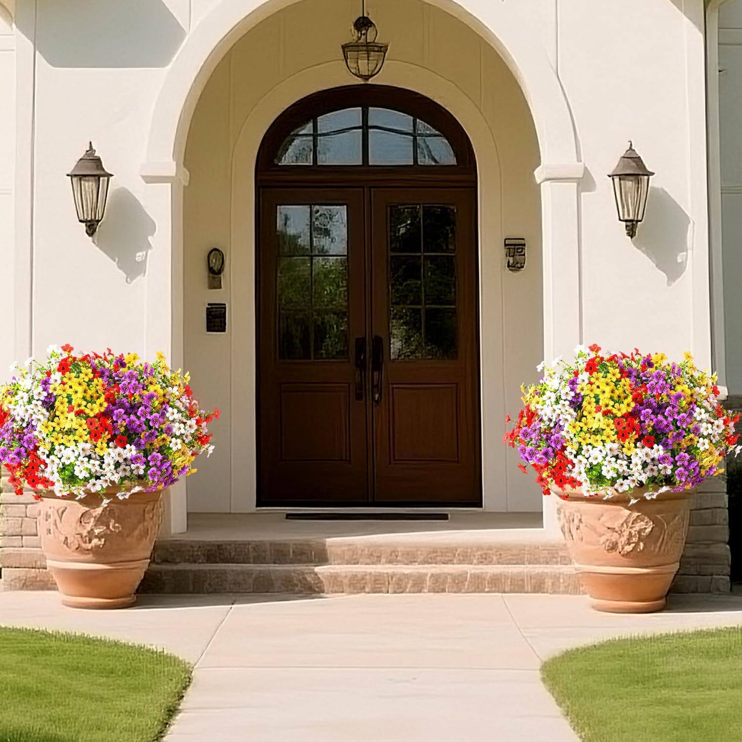 24 Pcs Artificial Flowers for Outdoor Decor