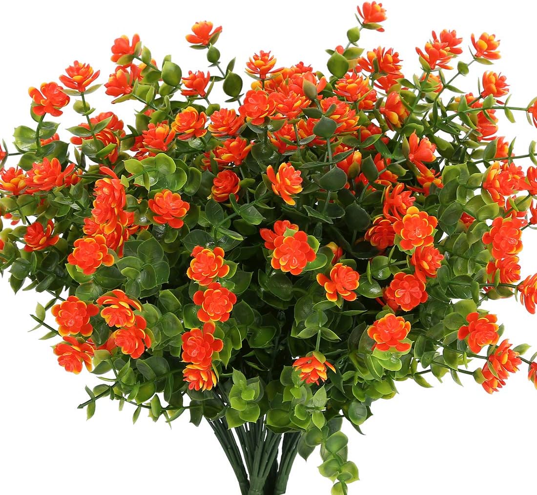 6 Bundles Artificial Flowers Fake Greenery UV Resistant