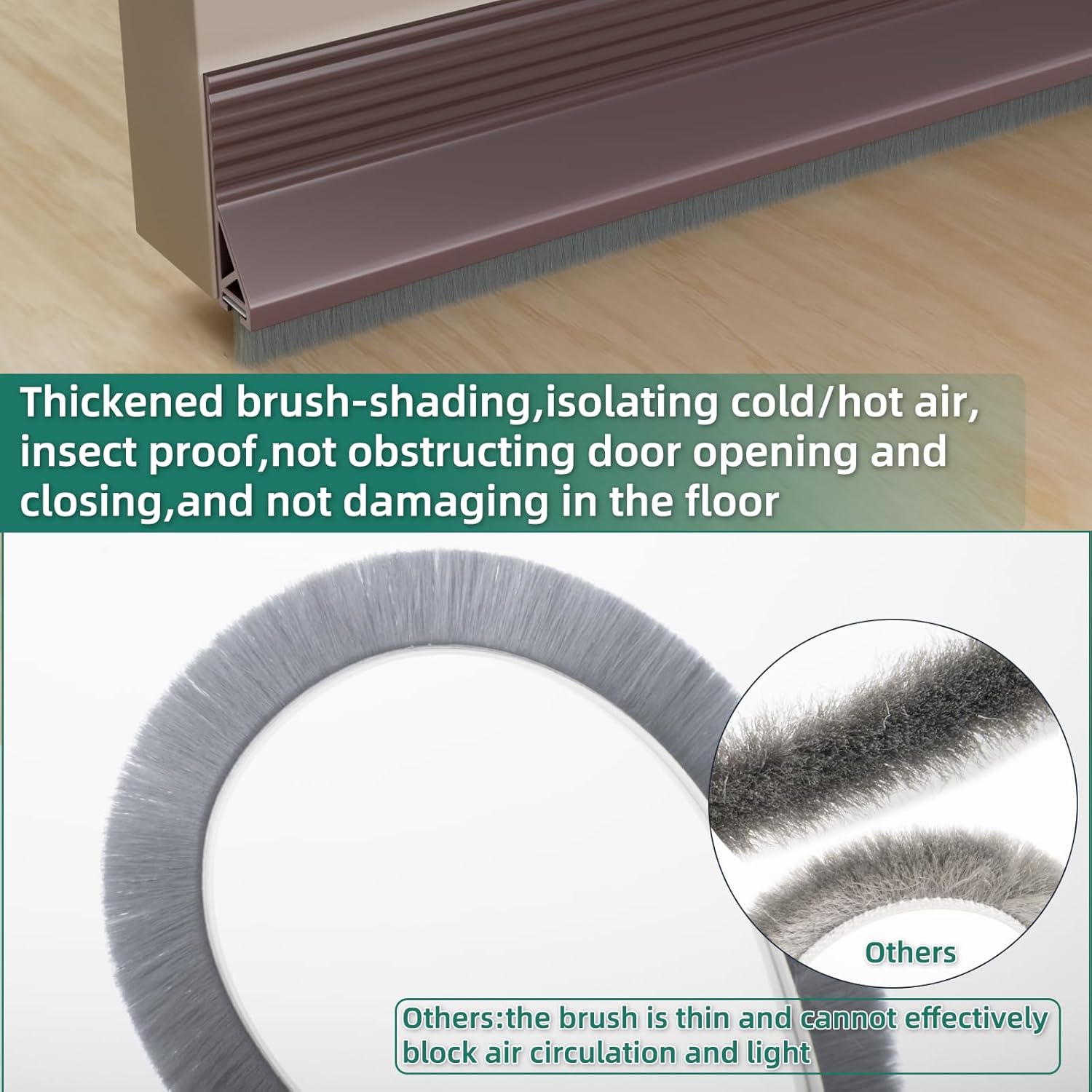 Vannesse Door Draft Stopper with Brush 2 Pack