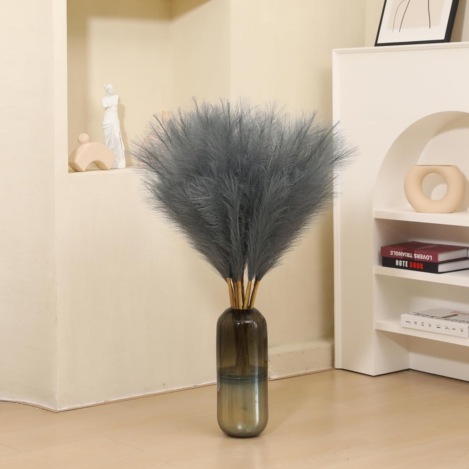 9 Stems Grey Pampas Grass - 38 Inch Artificial Decor Grass