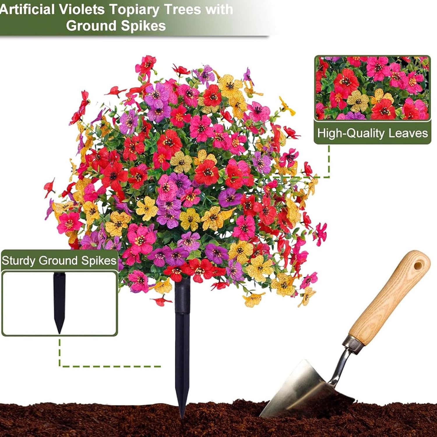 Artificial Violets with Ground Spikes 22 Inch 2pcs