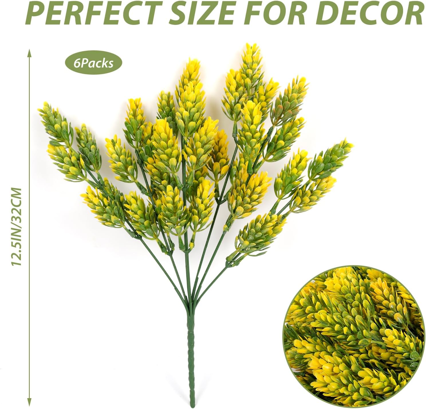 RECUTMS Artificial Plants 6 Pack Yellow Greenery