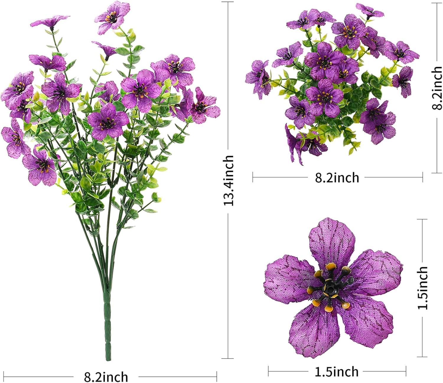 24 Pcs Artificial Flowers for Outdoor Decor