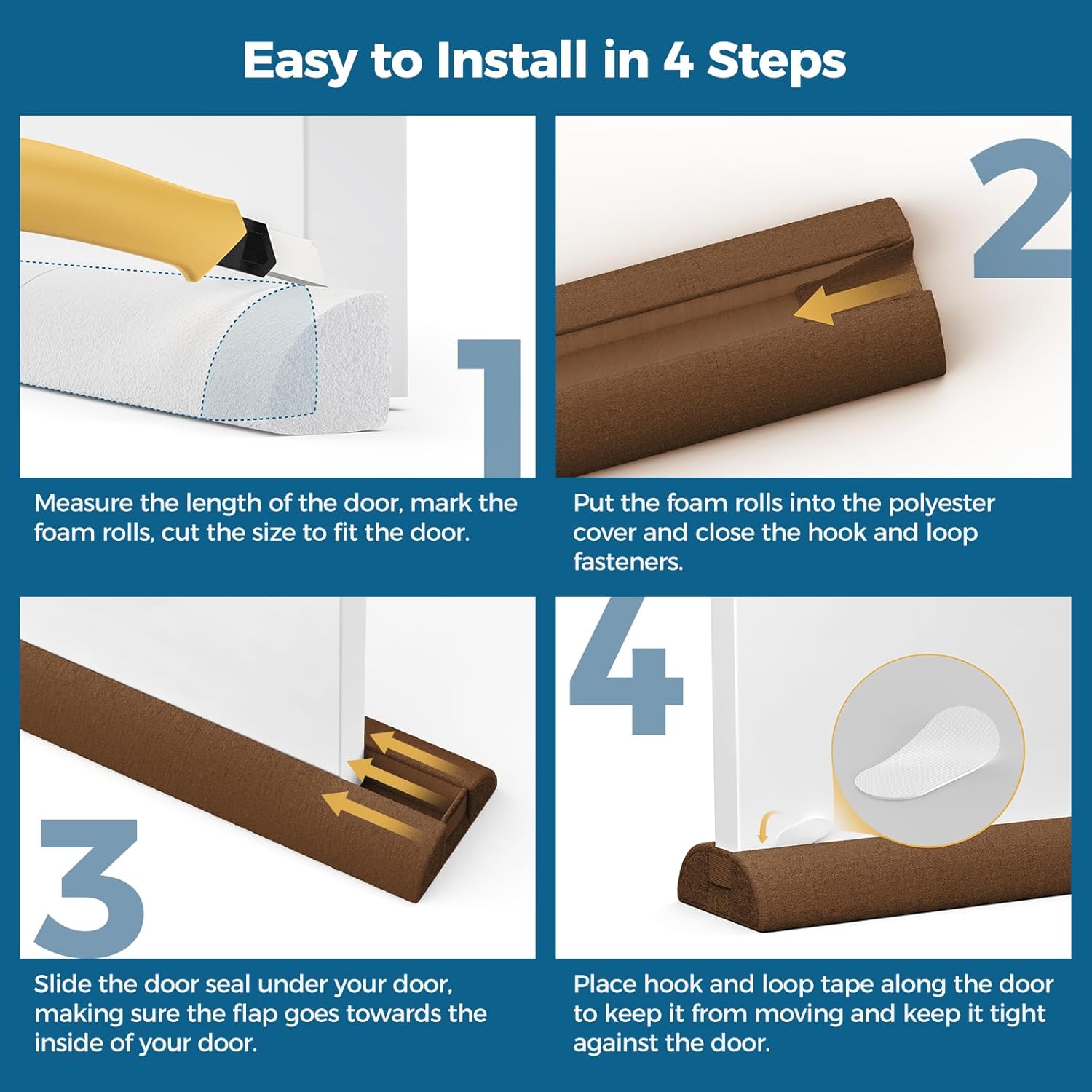 Adjustable Door Draft Stopper 36 Inch Brown