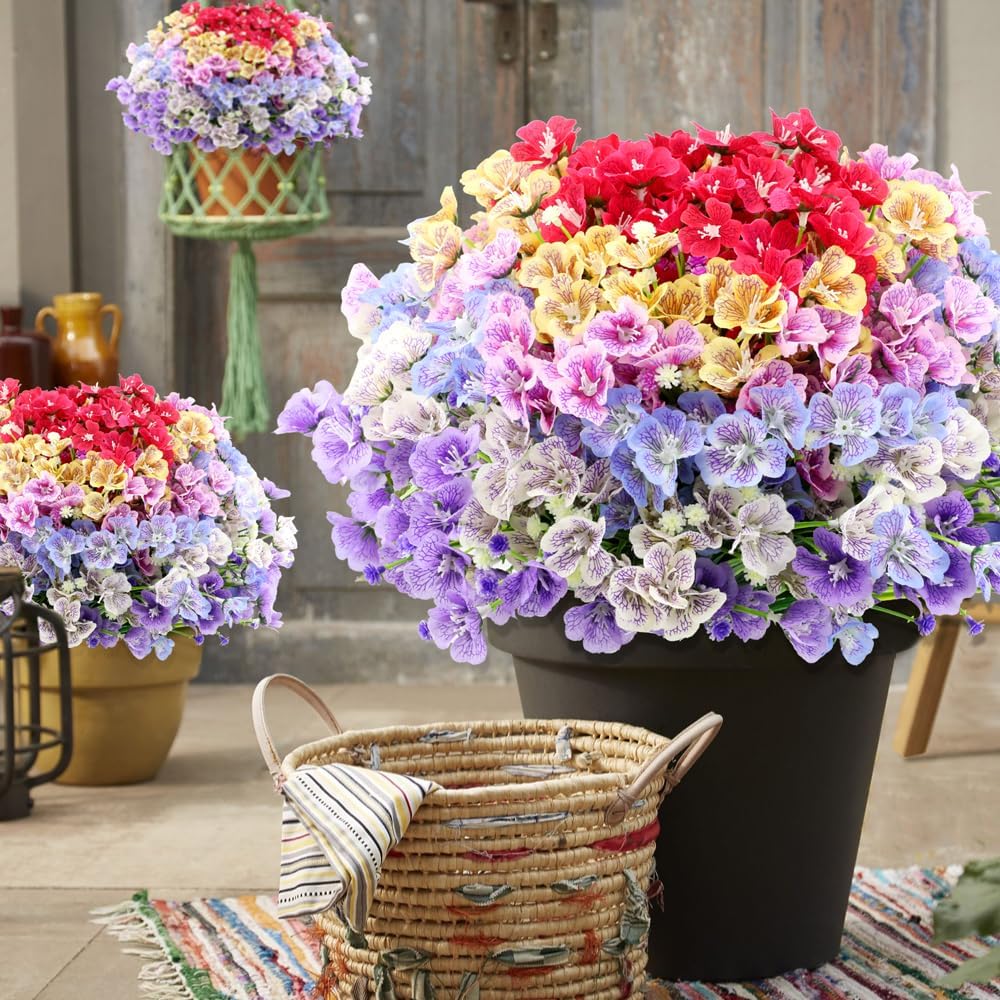 ZEOSTARO Artificial Flowers 12 Bundles Multi Color