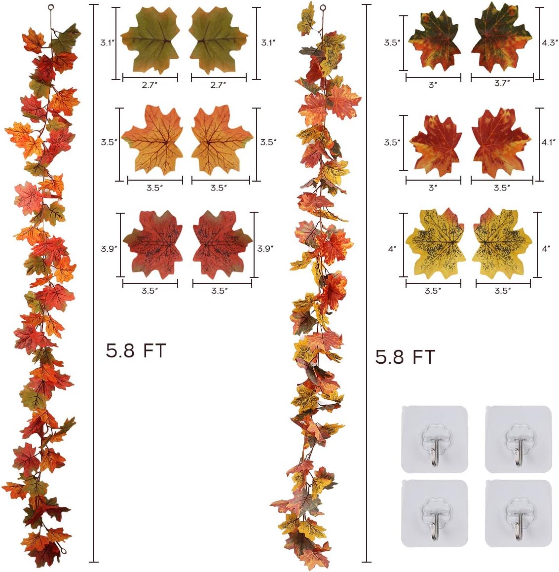 RECUTMS Artificial Fall Flowers 8 Bundles with Maple Garland