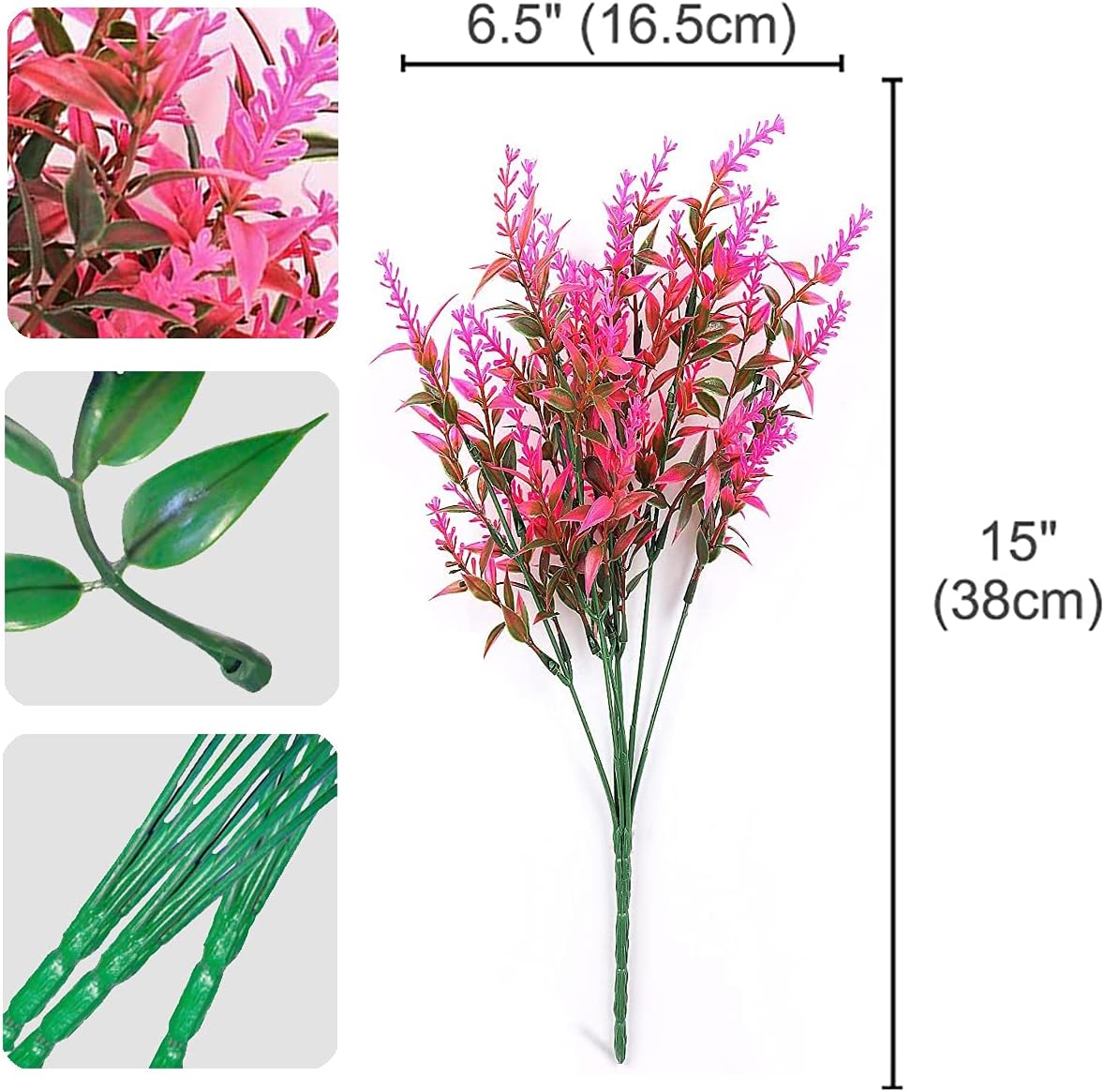 16 Bundles Artificial Lavender Flowers for Outdoor Decor