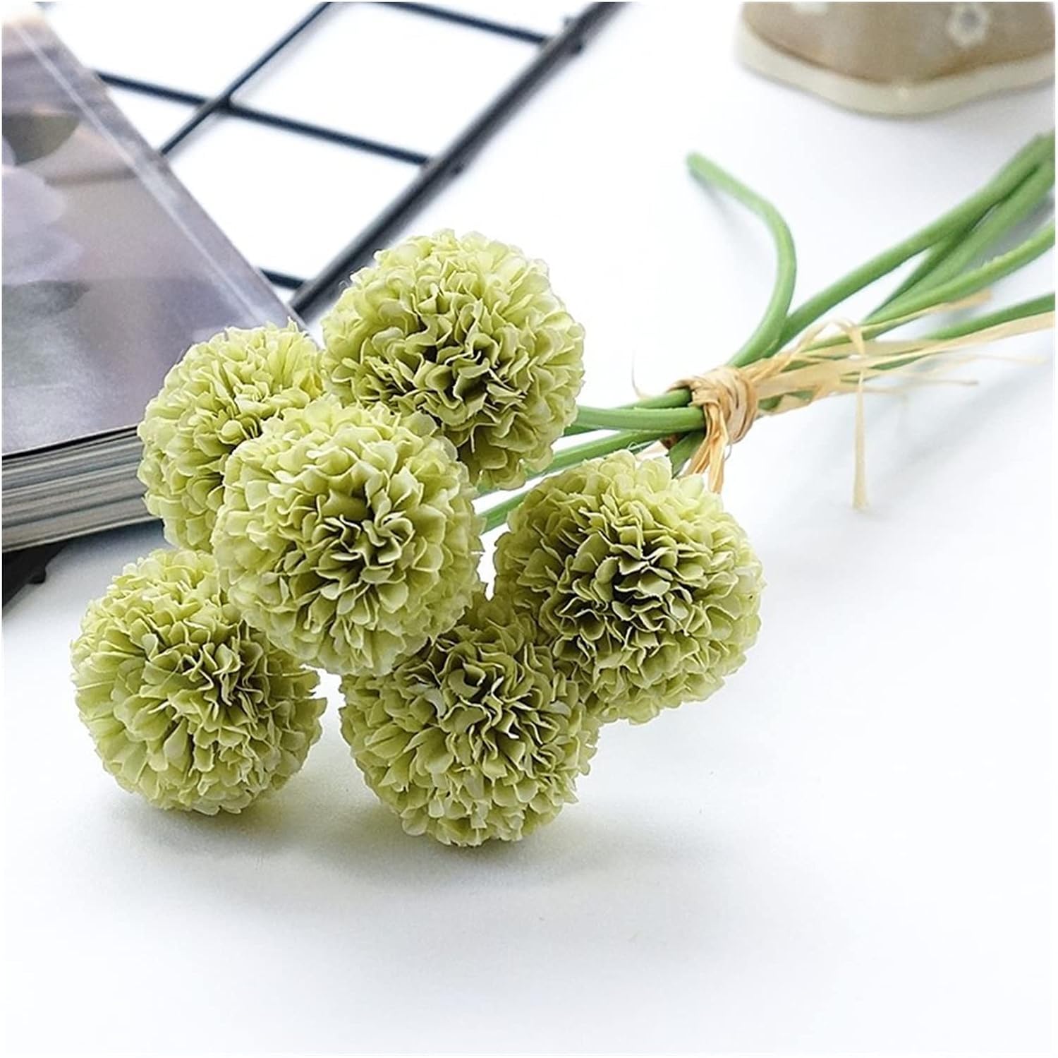 Artificial Flowers with Pots 6Pcs Bundle Gold Chrysanthemum