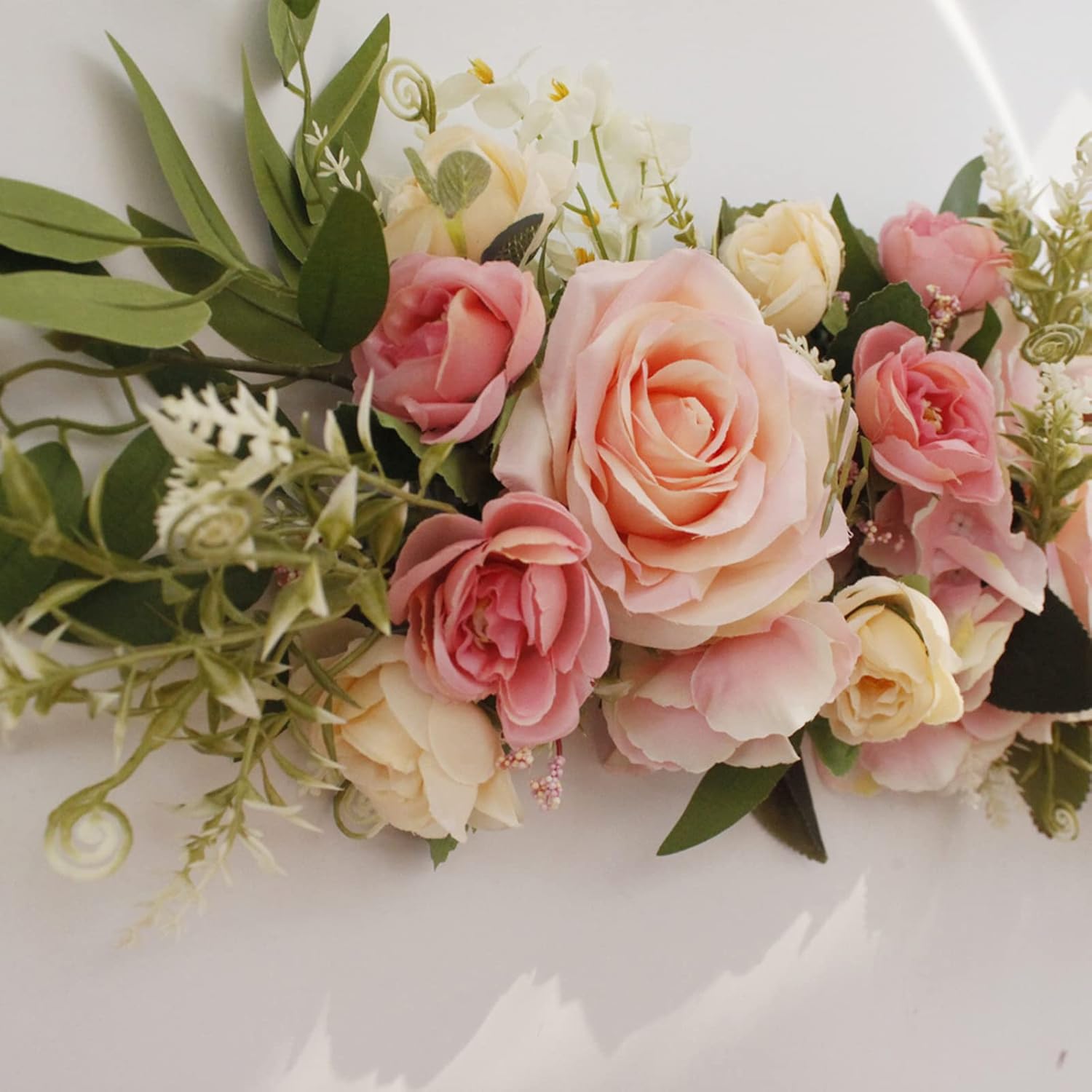 Pink Rose Wedding Arch Flowers with Greenery
