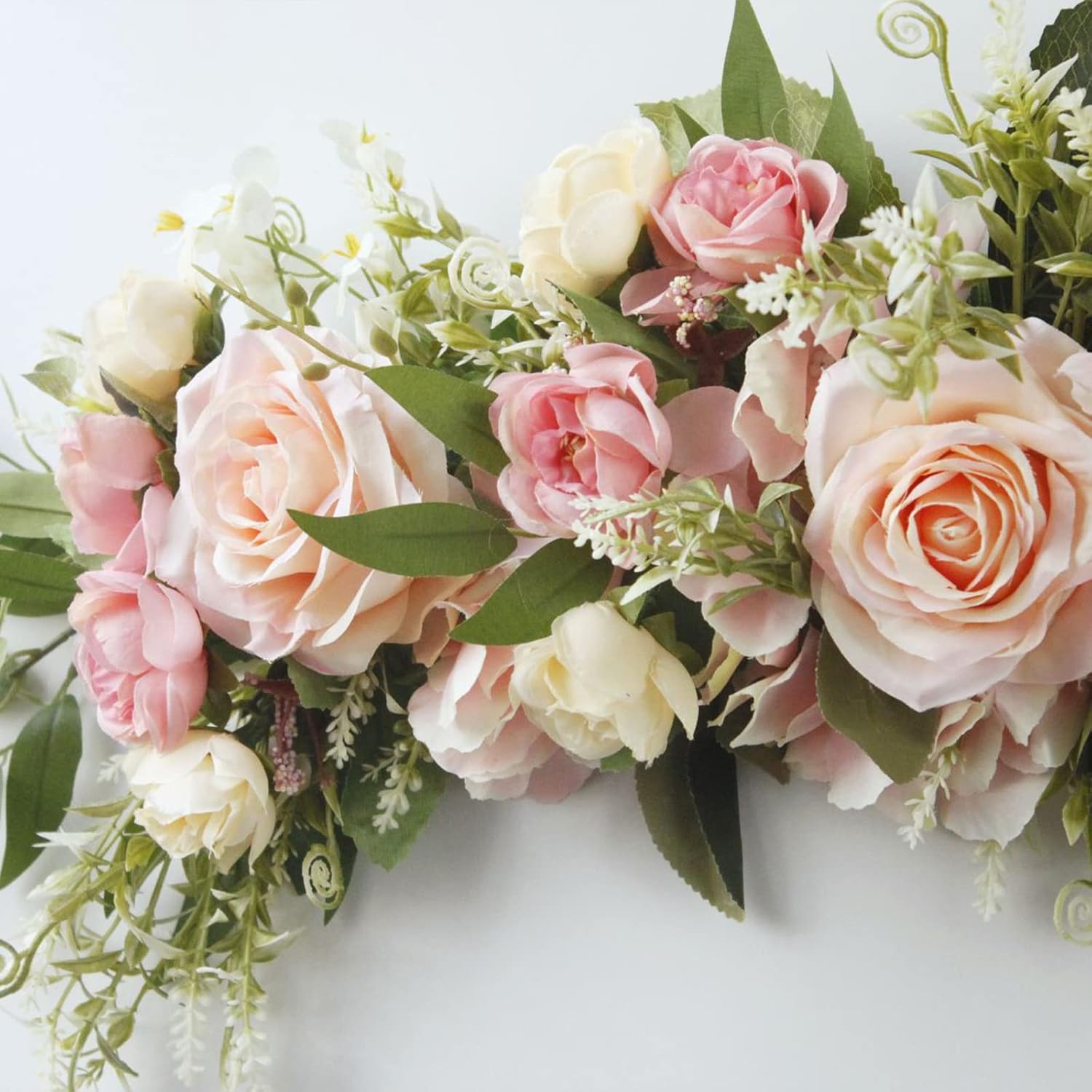 Pink Rose Wedding Arch Flowers with Greenery