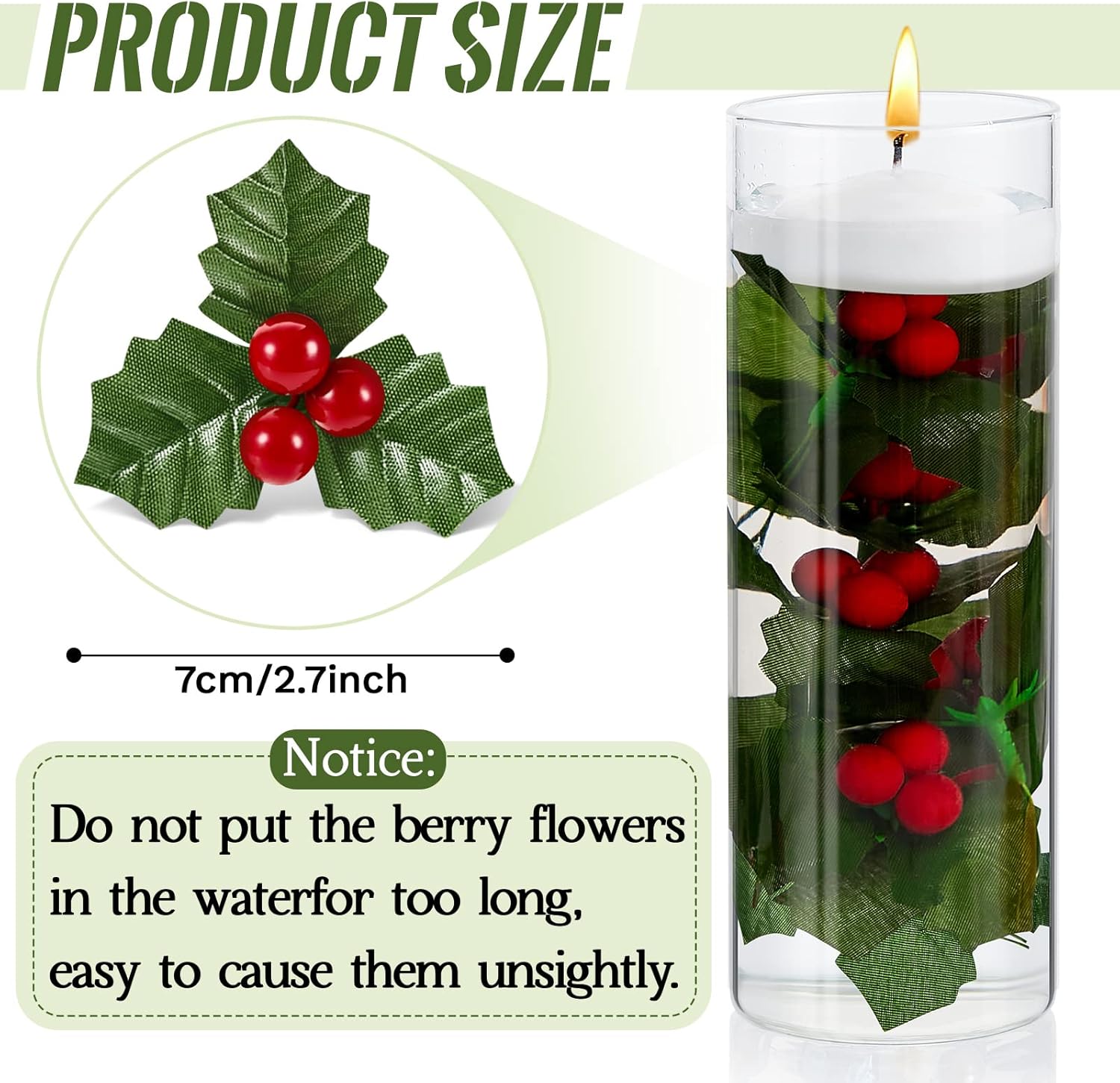 100pcs Christmas Holly Berries for Wreath and Centerpieces