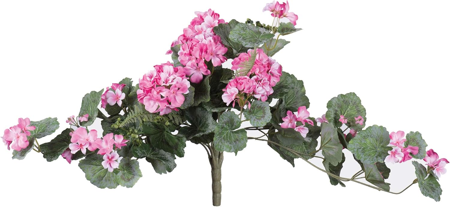 Vickerman Artificial Light Pink Geranium Hanging Bush 22 Inch