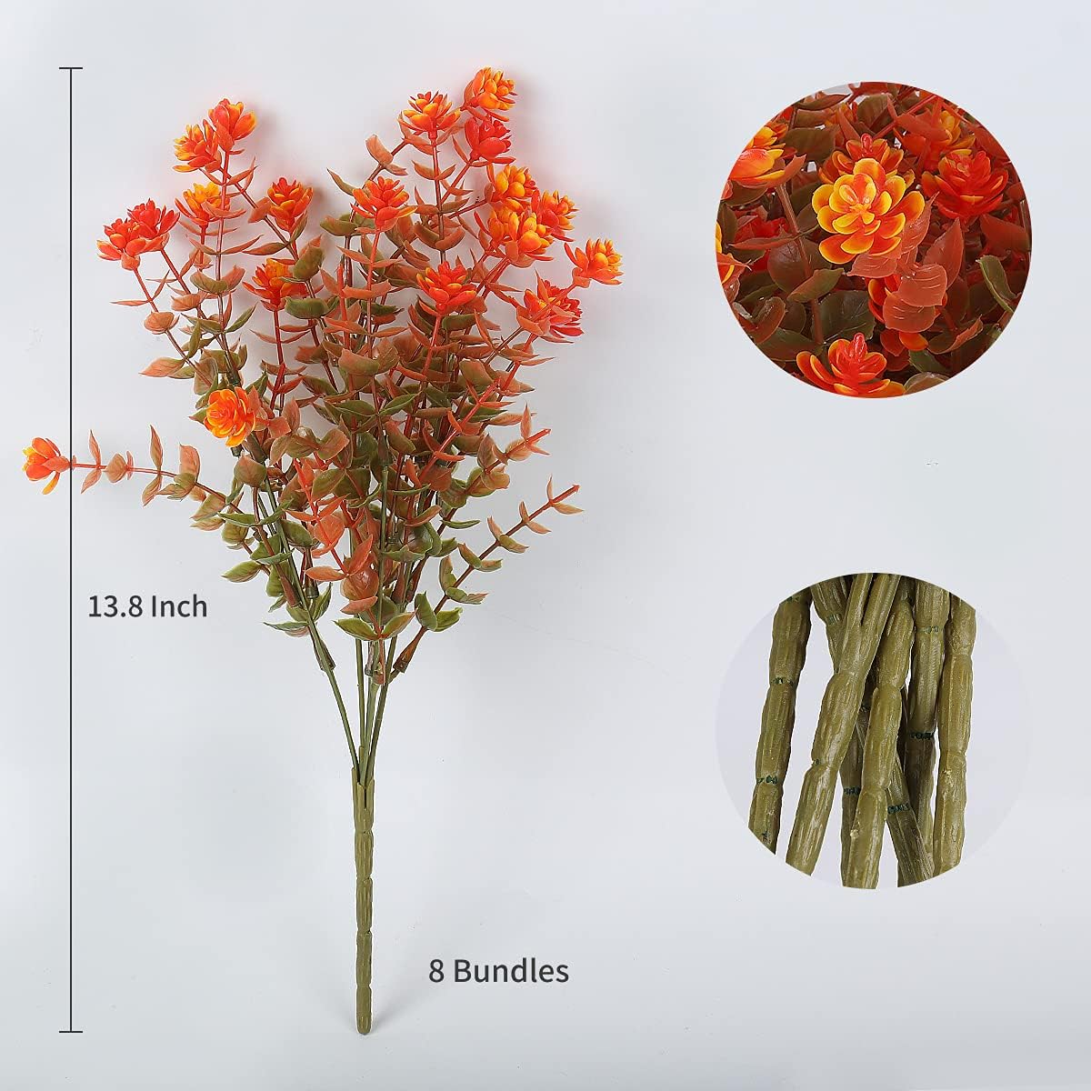 RECUTMS Artificial Fall Flowers 8 Bundles with Maple Garland