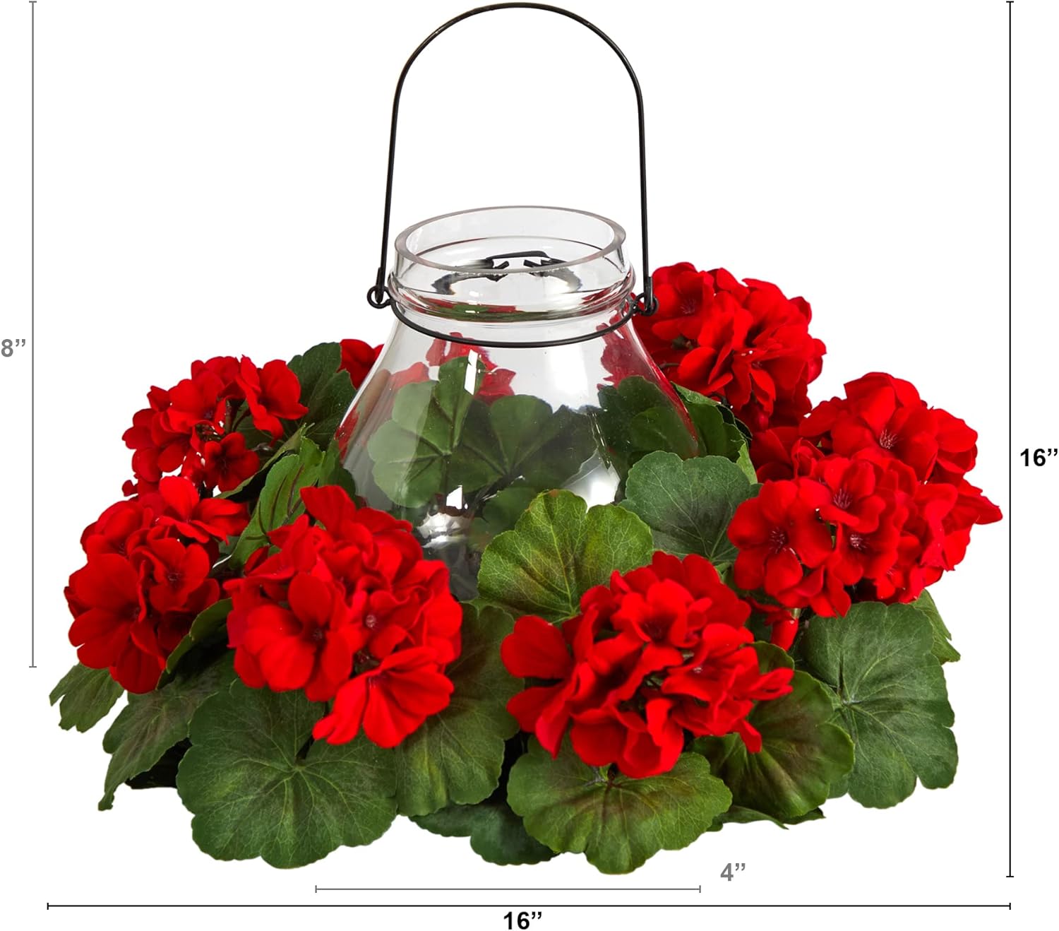 Nearly Natural 16 Inch Artificial Geranium Candelabrum