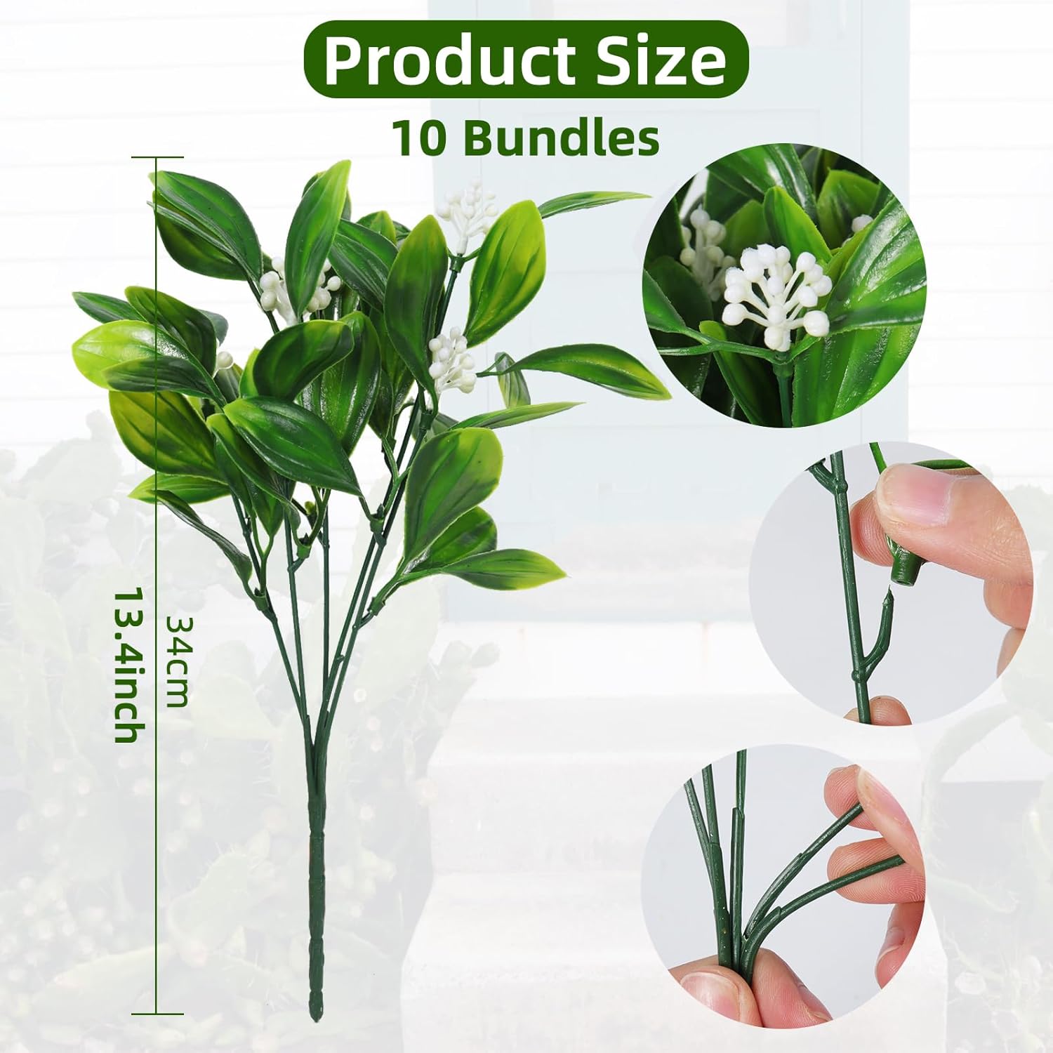 RECUTMS Artificial Shrubs with Fern Leaves and Hanging Roses