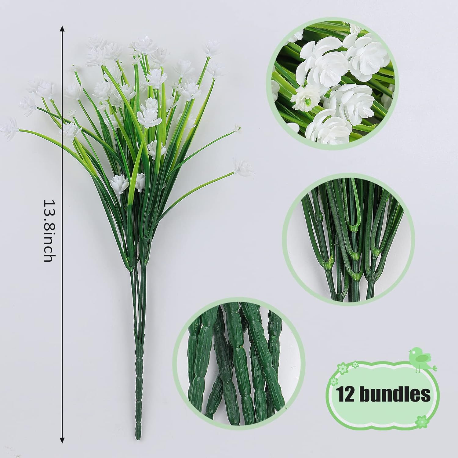 RECUTMS 12 Bundles Artificial Flowers UV Resistant Outdoor Decor