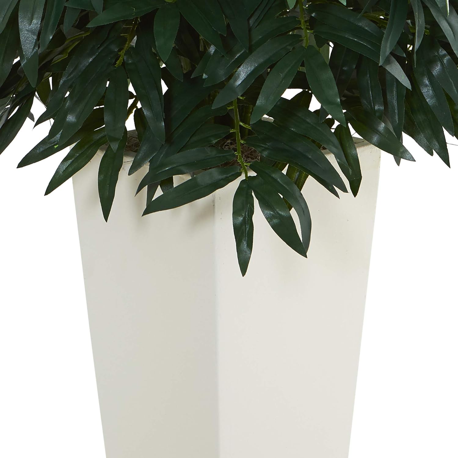 Nearly Natural Double Bamboo Palm in White Tower Vase