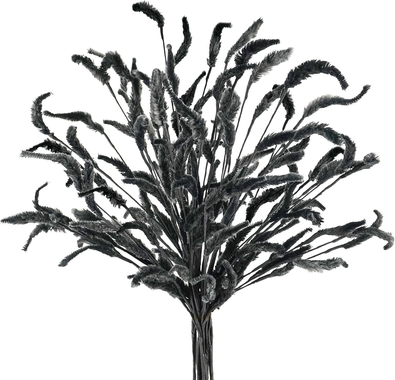 Black Dried Pampas Grass Faux Flowers 8pcs