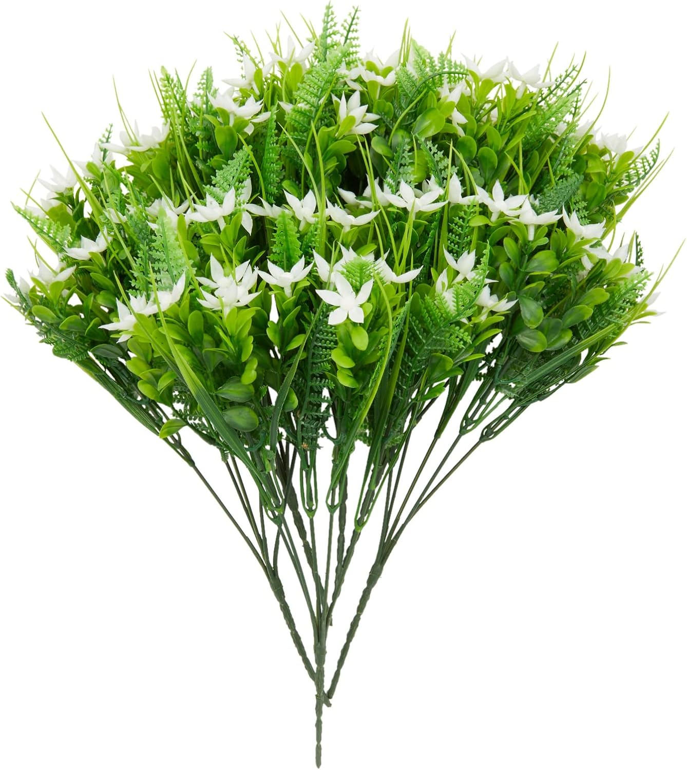 Bright Creations White Artificial Flowers with 2 Cone Vases for Cemetery