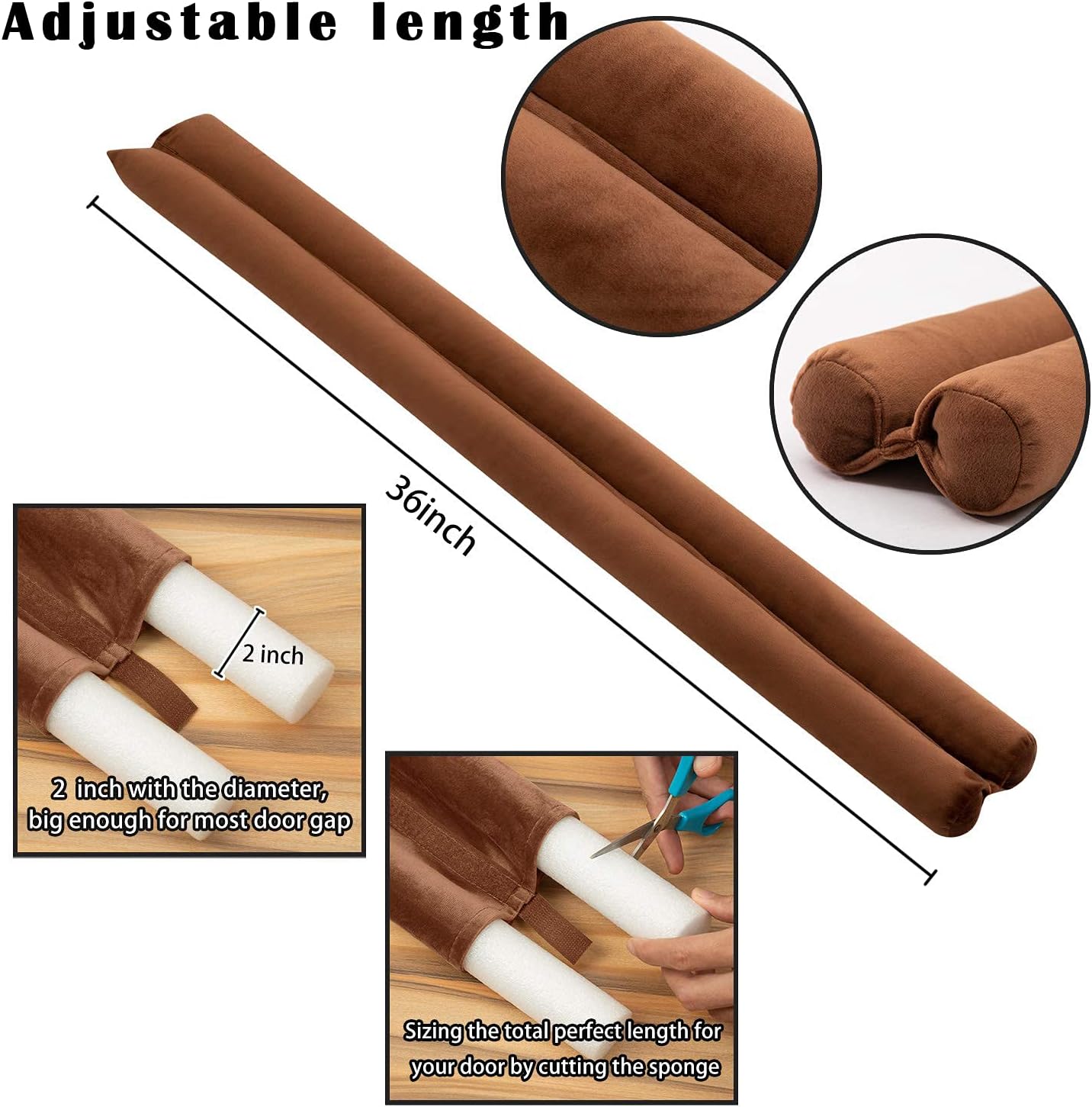 Tormays Door Draft Stopper Double Sided Adjustable Velvet Seal