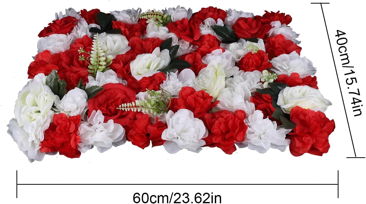 12Pcs White Red Rose Wall Panel 3D Decor
